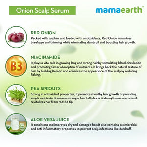 Mamaearth Onion Scalp Serum For Healthy Hair Growth Ingredients 