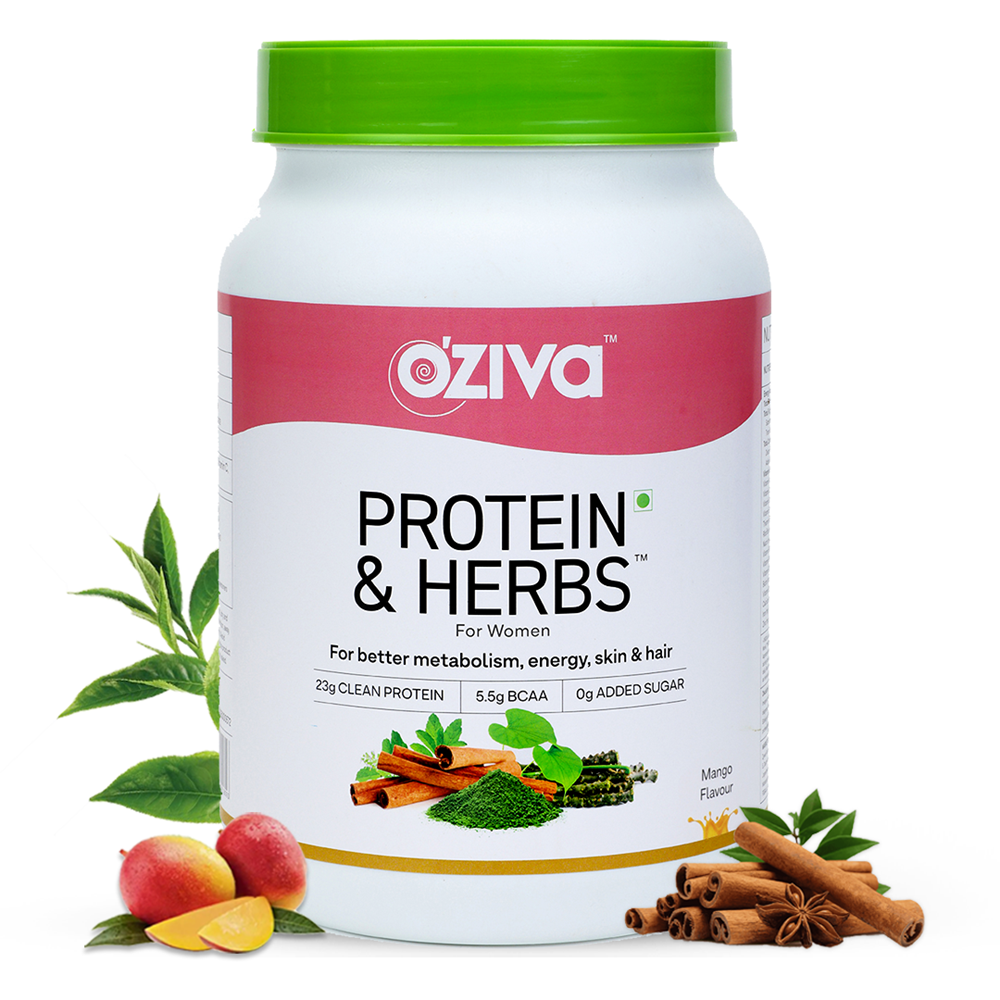 OZiva Protein & Herbs For Women Mango 31 serving