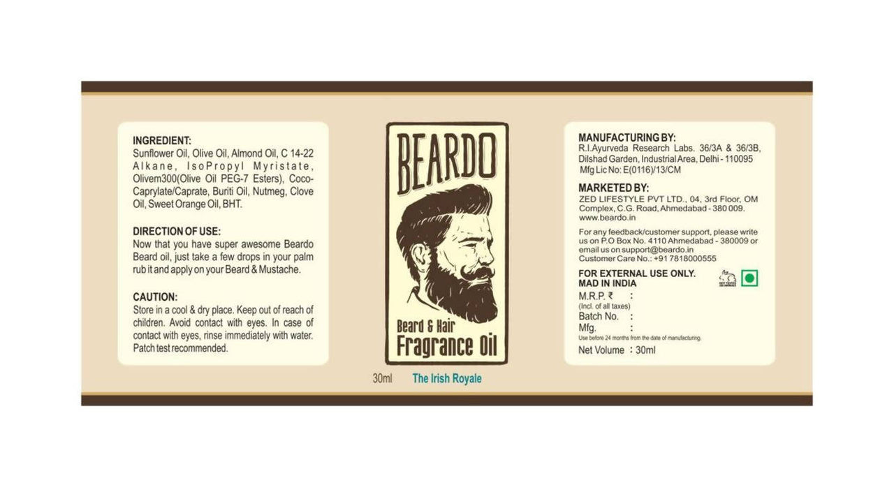Beardo The Irish Royale Beard Oil & Beard Wash Combo - Distacart