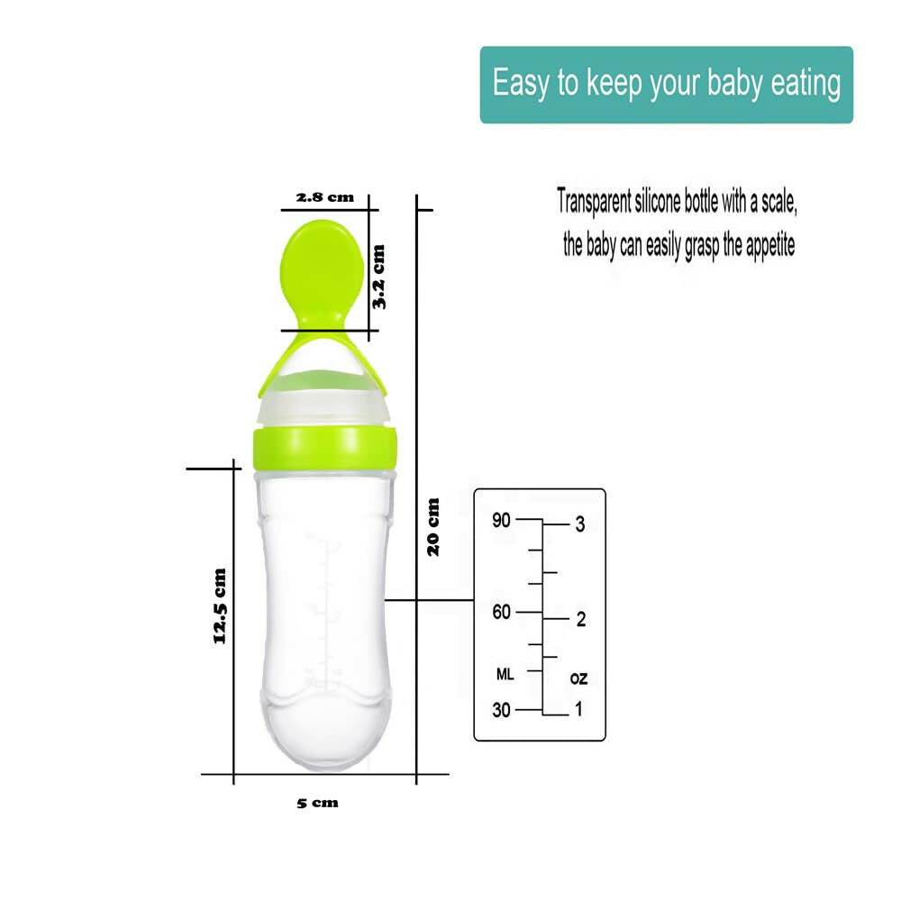 Goodmunchkins Silicone Spoon Food Feeder Silicone Bottle for Babies-Green - Distacart