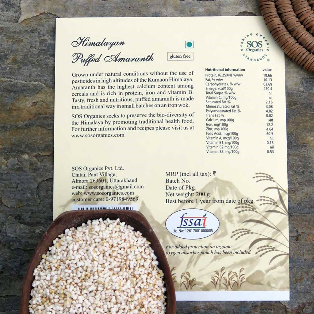SOS Organics Himalayan Puffed Amaranth - Distacart