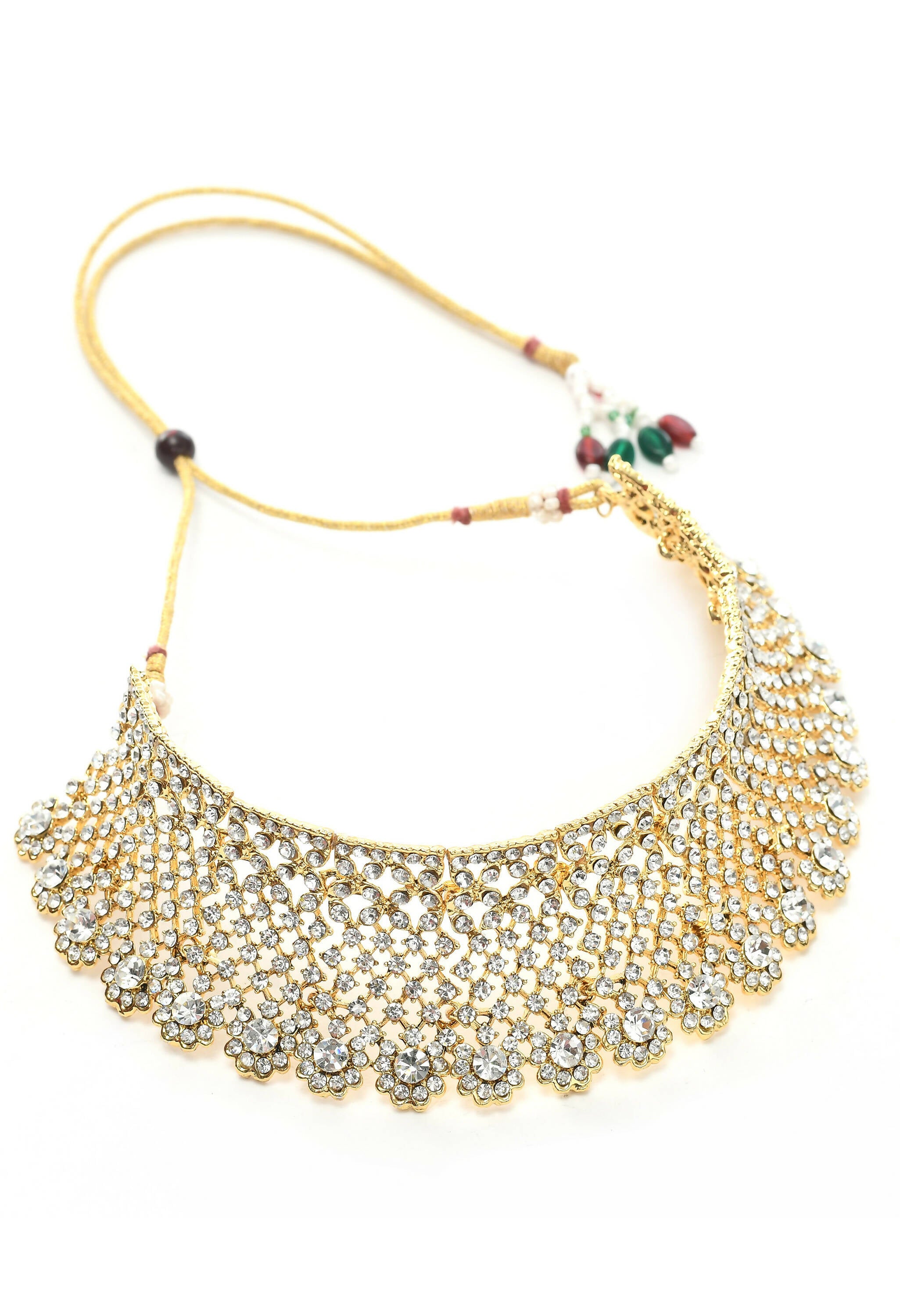 Mominos Fashion Johar Kamal Traditional Rajwadi Design Heavy Golden Colour Necklace Set - Distacart