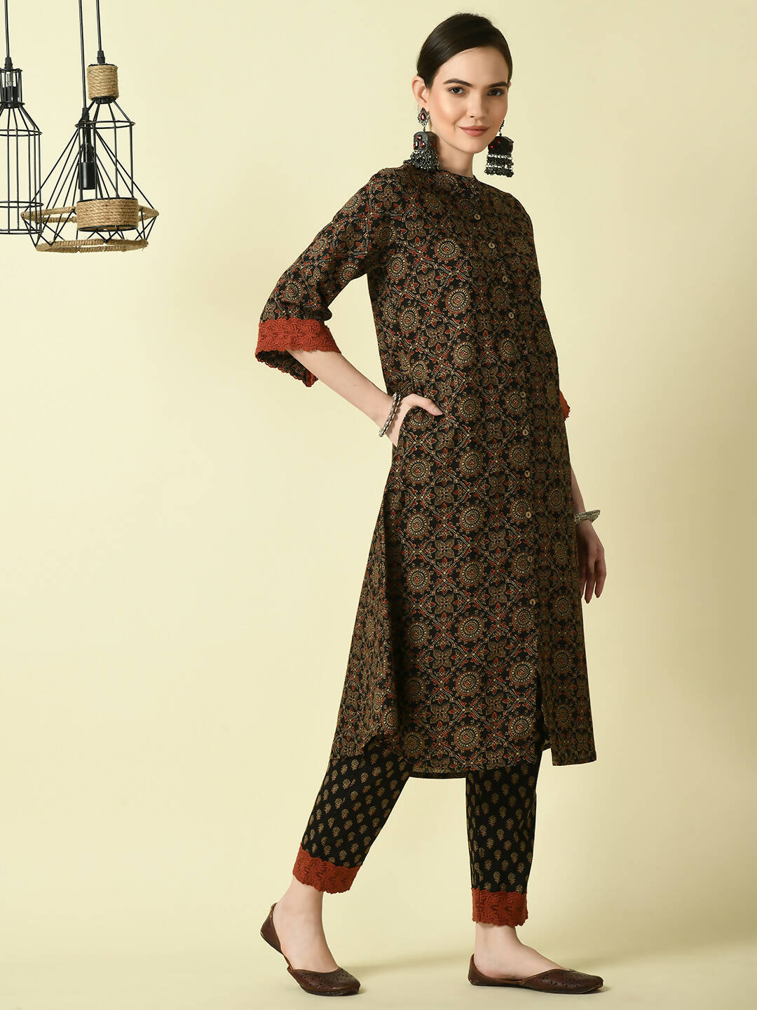 Myshka Women's Multi A-Line Kurta & Trousers - Distacart