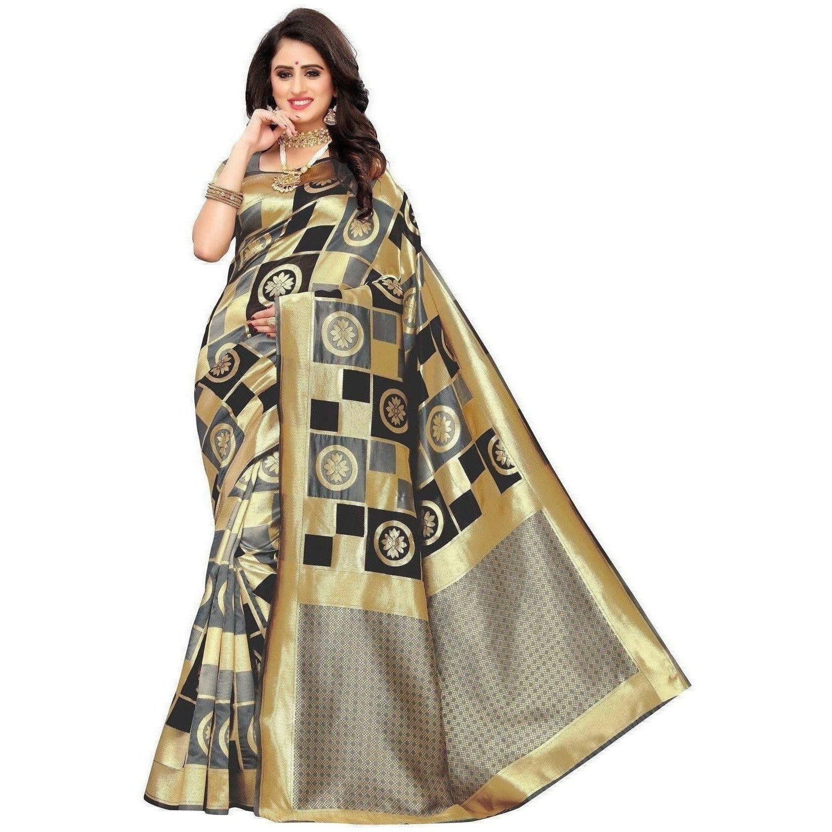 Vamika Banarasi Jaquard Grey Weaving Saree (Banarasi 24)