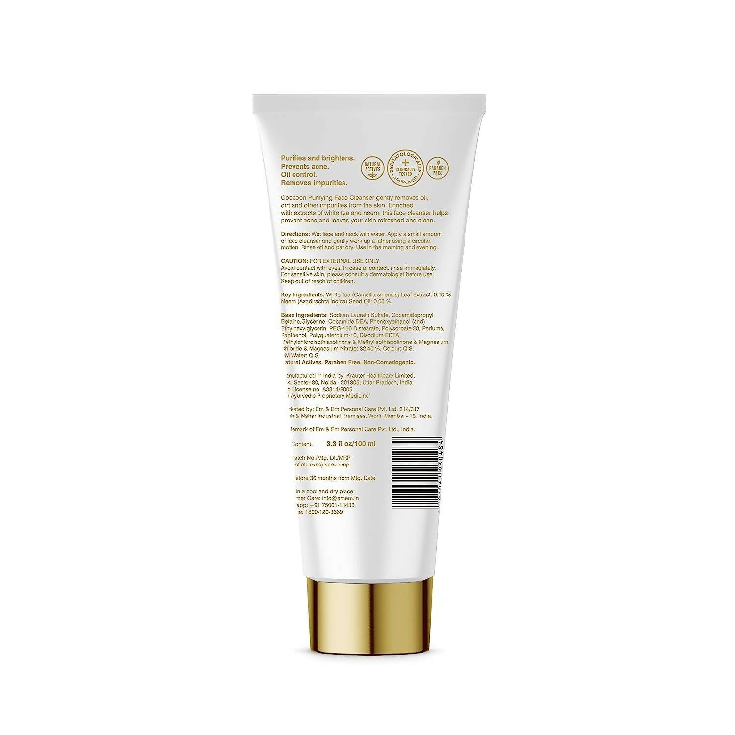 Coccoon Purifying Face Cleanser With White Tea & Neem - Distacart