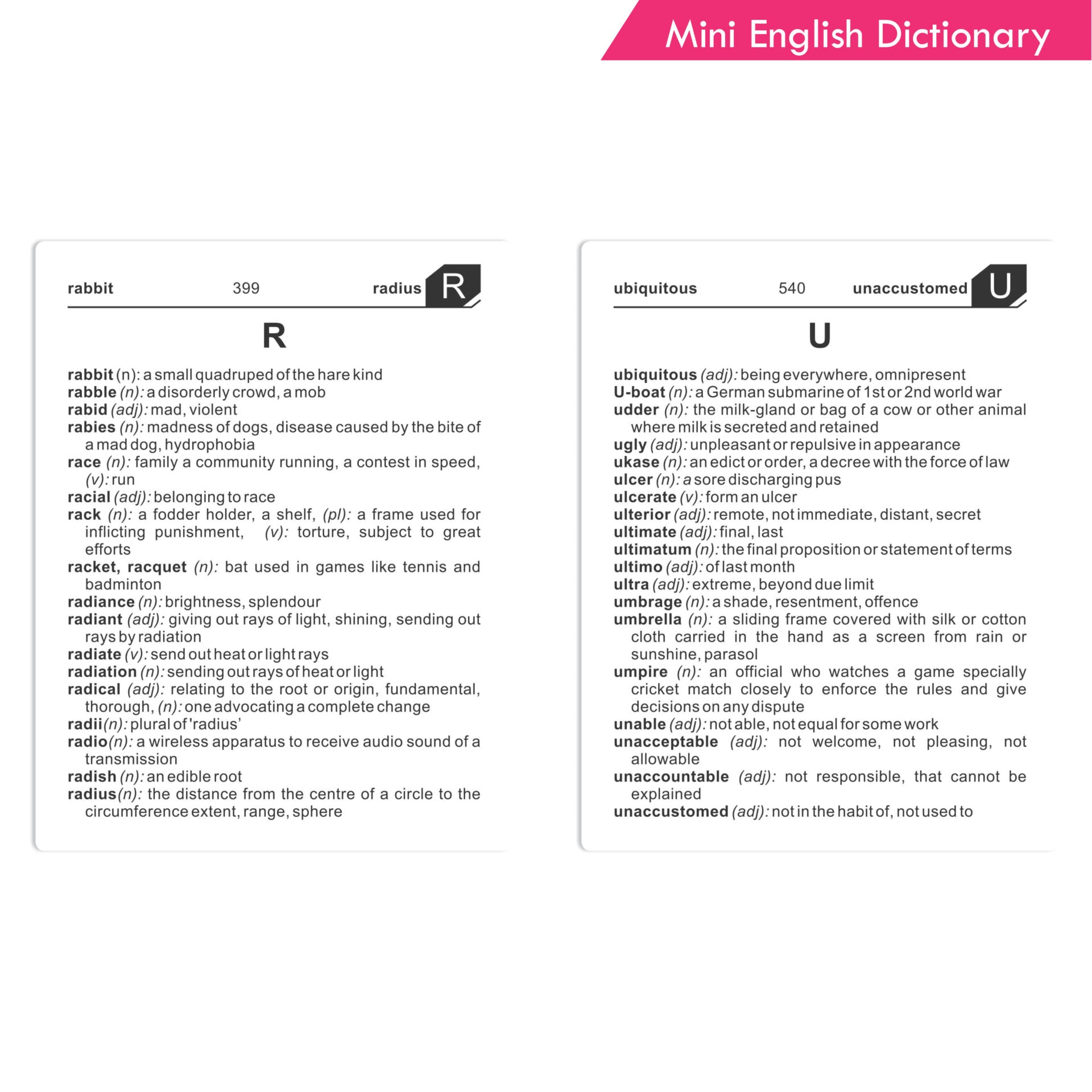 Mini English Dictionary, Pocket Dictionary Age 12+ Years - Distacart