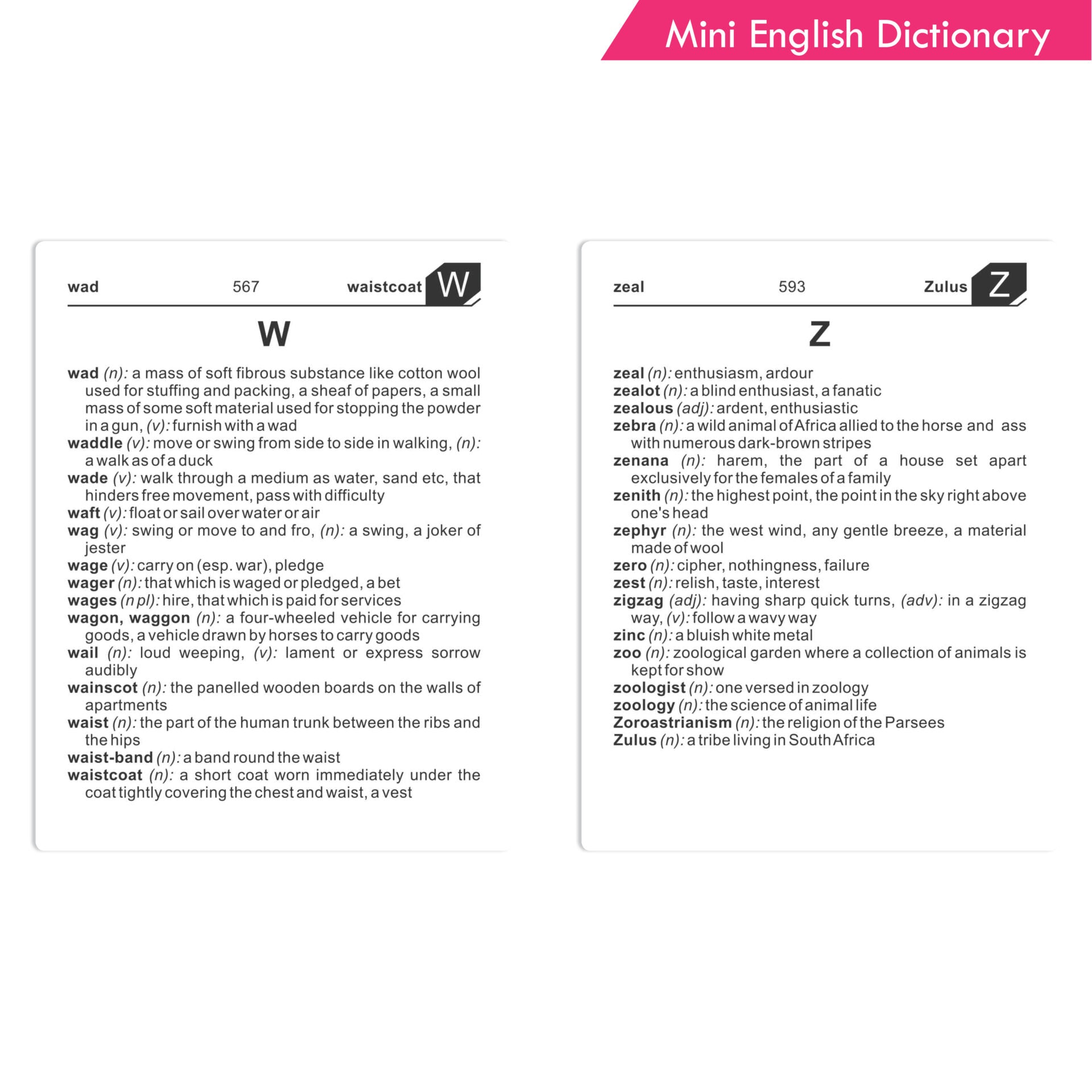 Mini English Dictionary, Pocket Dictionary Age 12+ Years - Distacart