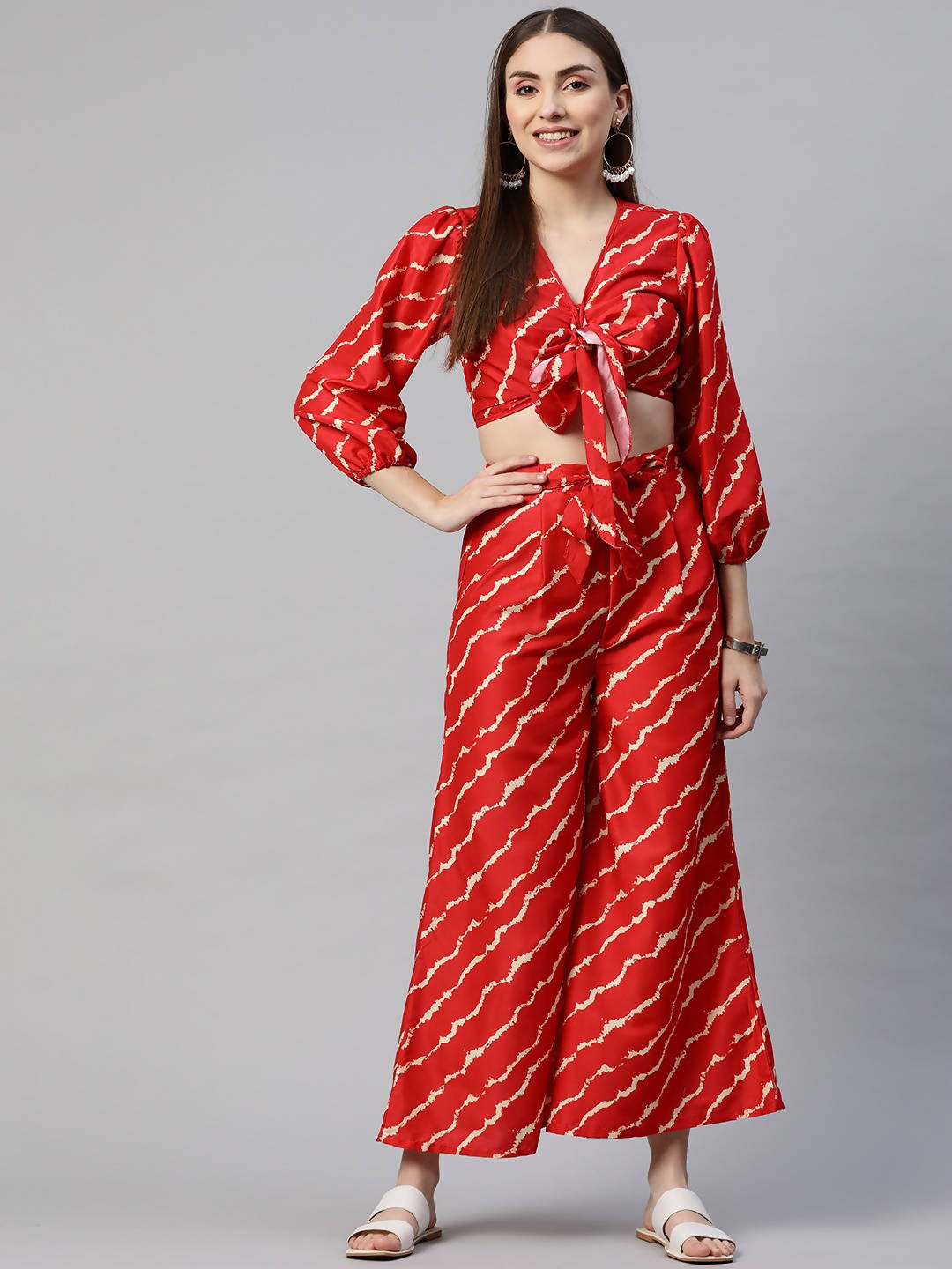 Myshka Women Red Printed Full Sleeve V Neck Dress - Distacart