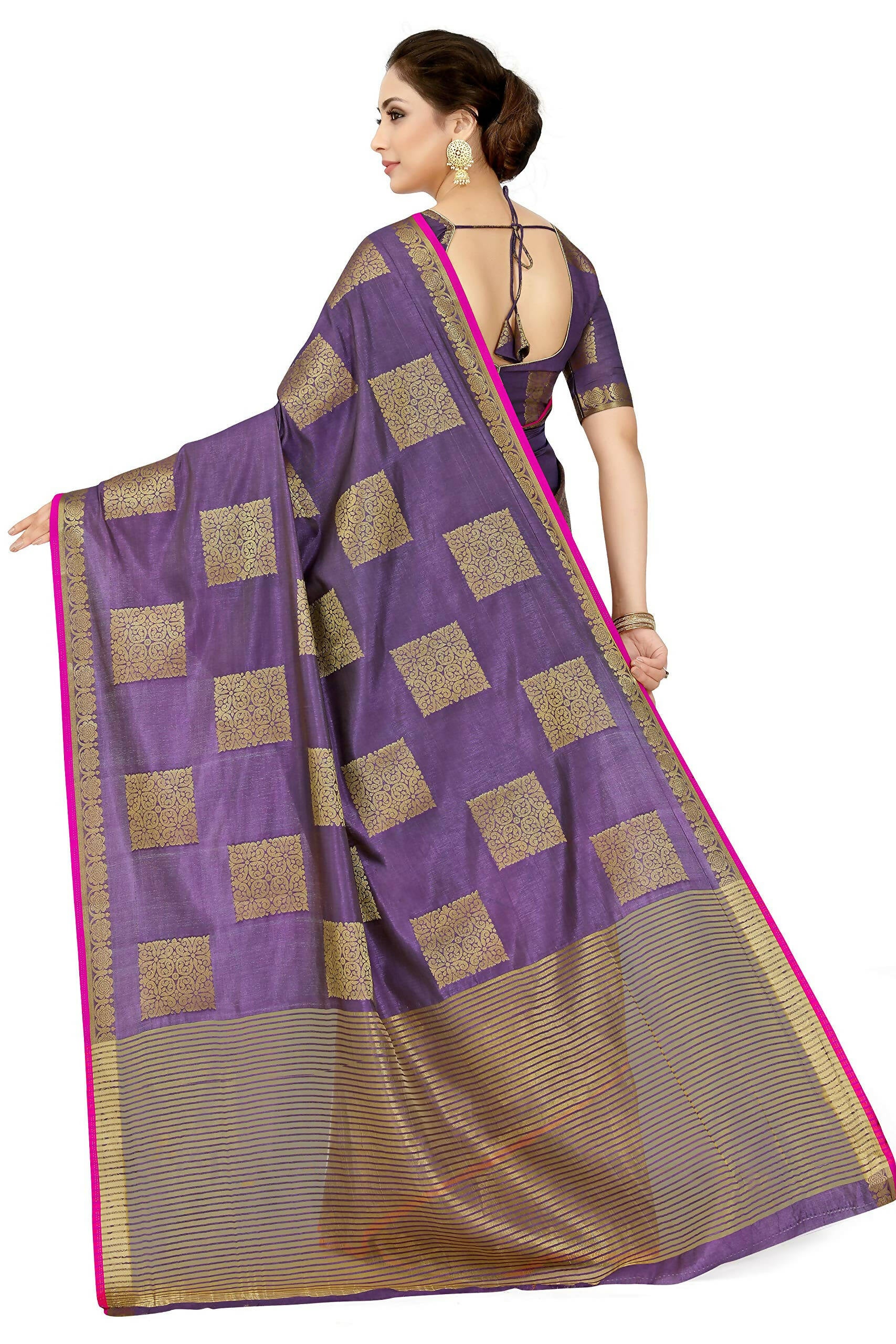 Mimosa Women's Kanchipuram Tussar Silk Purple Saree - Distacart