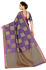 Thumbnail for Mimosa Women's Kanchipuram Tussar Silk Purple Saree - Distacart