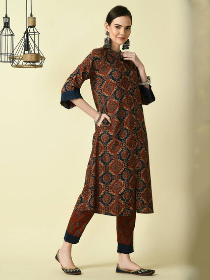 Myshka Women's Multi A-Line Kurta & Trousers - Distacart