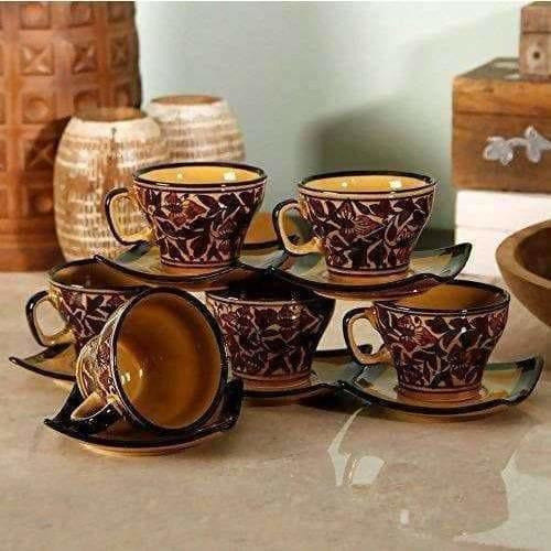 Handpainted Cup Saucer(Set Of 6) - Distacart