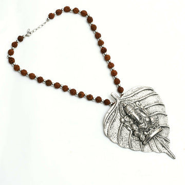Mominos Fashion Johar Kamal Oxidised Silver-Plated Brass Finish Ganesha Long Necklace For Women - Distacart
