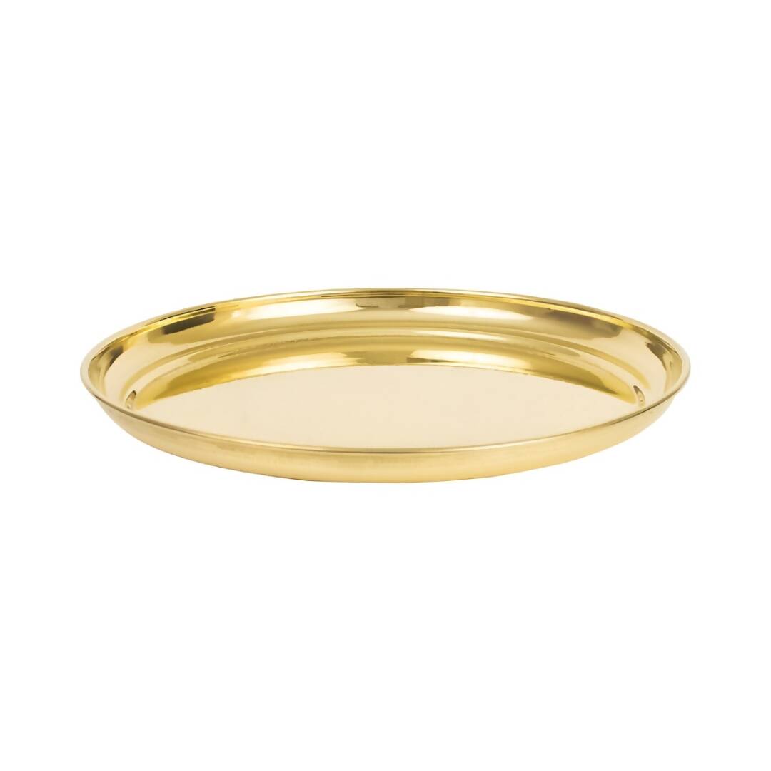 Spillbox Gold-Toned Brass Plain Thali Pooja Essential - Distacart