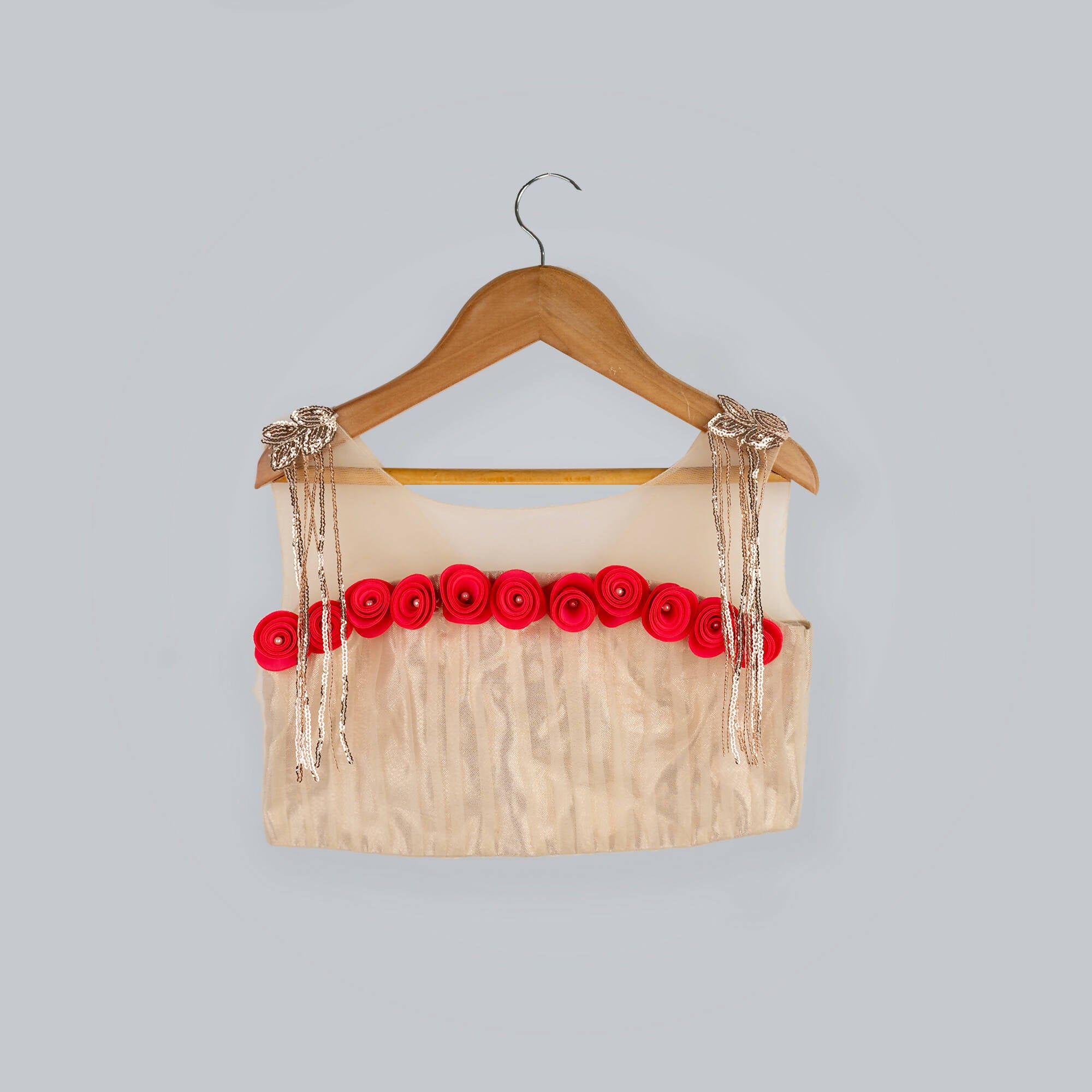 Pink Cow Fashions Golden & Pink Ghagra Choli With Frill - Distacart