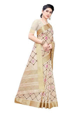 Thumbnail for Vamika Weaving Cream Cotton Polyester Silk Saree (KERALA CHECKS)