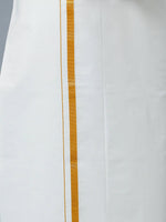 Thumbnail for Ramraj Cotton Mens Wedding Set Cream Regular Dhoti, Shirt & Towel - Distacart