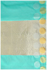 Thumbnail for Mimosa Women's Turquoise Blue Kanchipuram Cotton Saree - Distacart