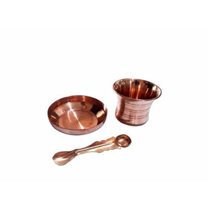 Copper Pancha Pathra Udharini(Spoon) with plate - Distacart