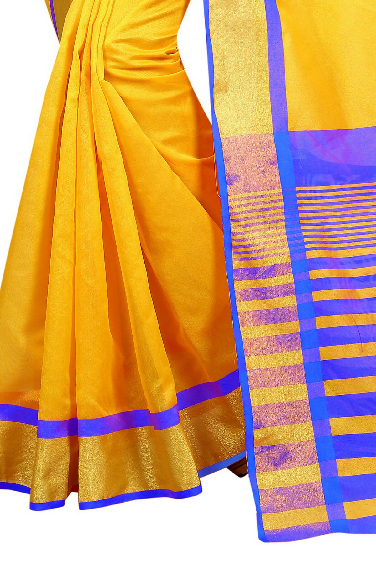 Vamika Yellow Cotton Silk Weaving Saree (MASTANI ROYAL BLUE) - Distacart