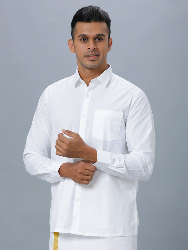 Ramraj Cotton Mens Full Sleeve Formal 100 % Cotton White Shirt - Distacart
