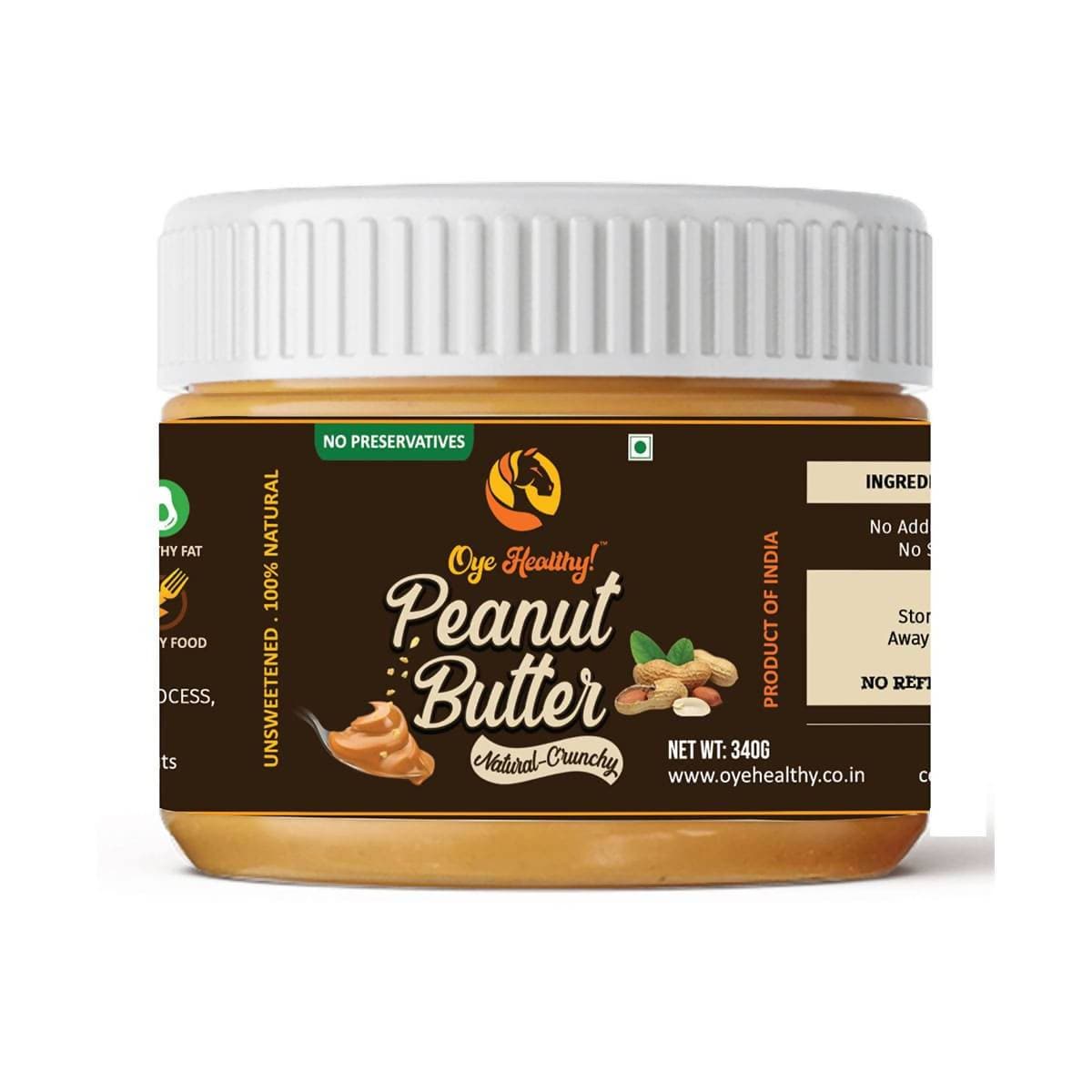 Oye Healthy Peanut Butter Natural Crunchy - Combo Pack of 2 (850gm+340gm)