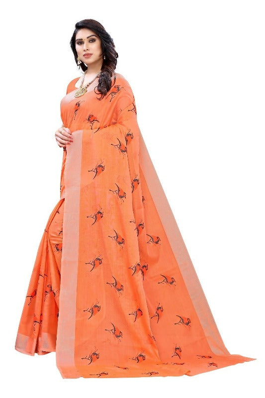 Vamika Orange Chanderi Designer Saree (SERIN ORANGE)