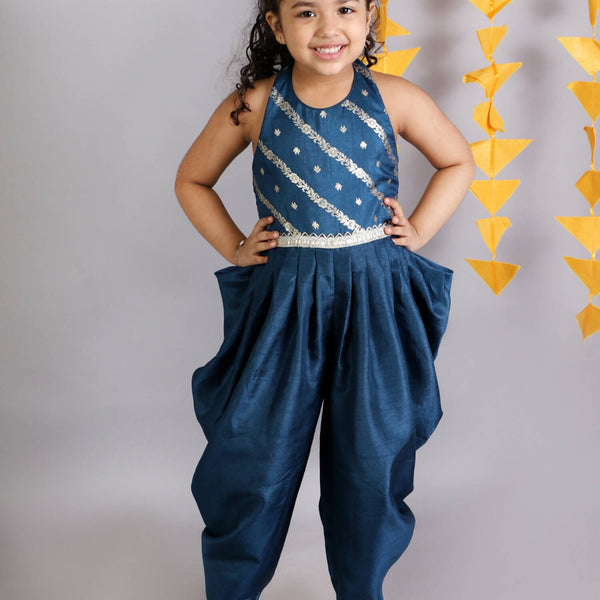 Lil Drama Girls Jumpsuit - Teal Blue - Distacart