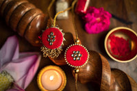 Thumbnail for Nirmalaya Bhai Bhabhi Rakhi Set Crimson Red - Distacart