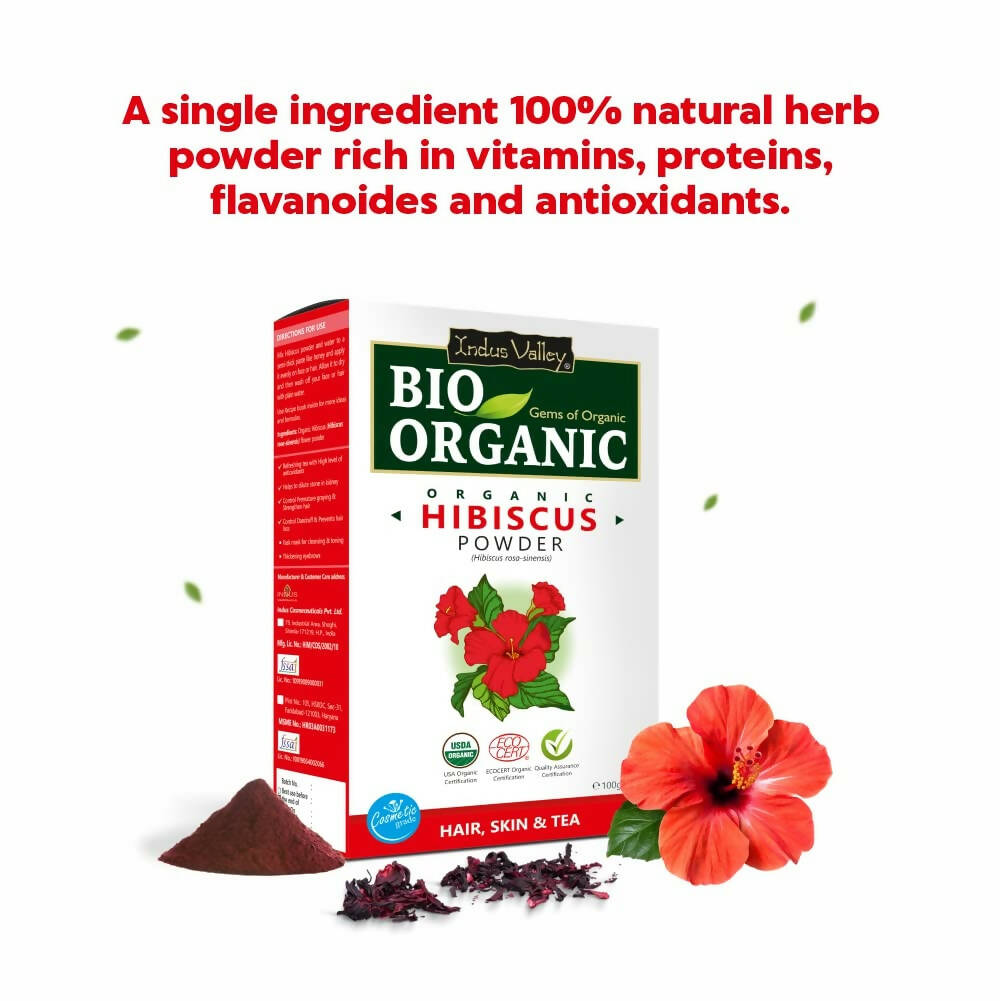 Indus Valley Bio Organic Hibiscus Flower Powder - Distacart