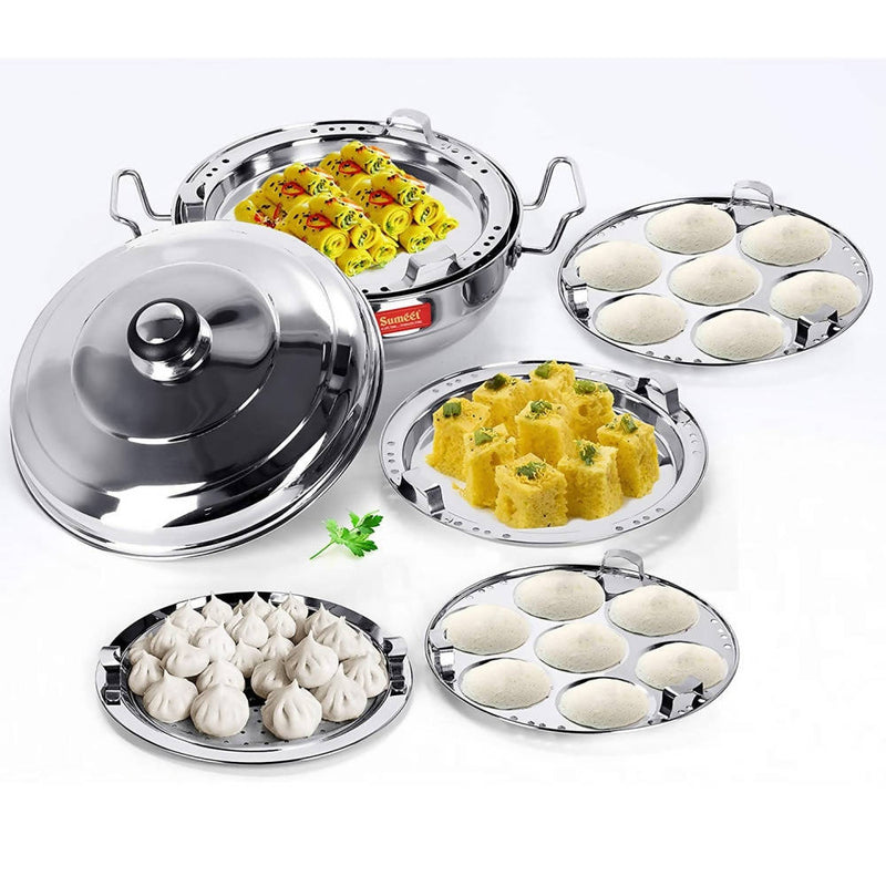 Sumeet Stainless Steel Kadhai Set with Lid and 5 Plates - Distacart