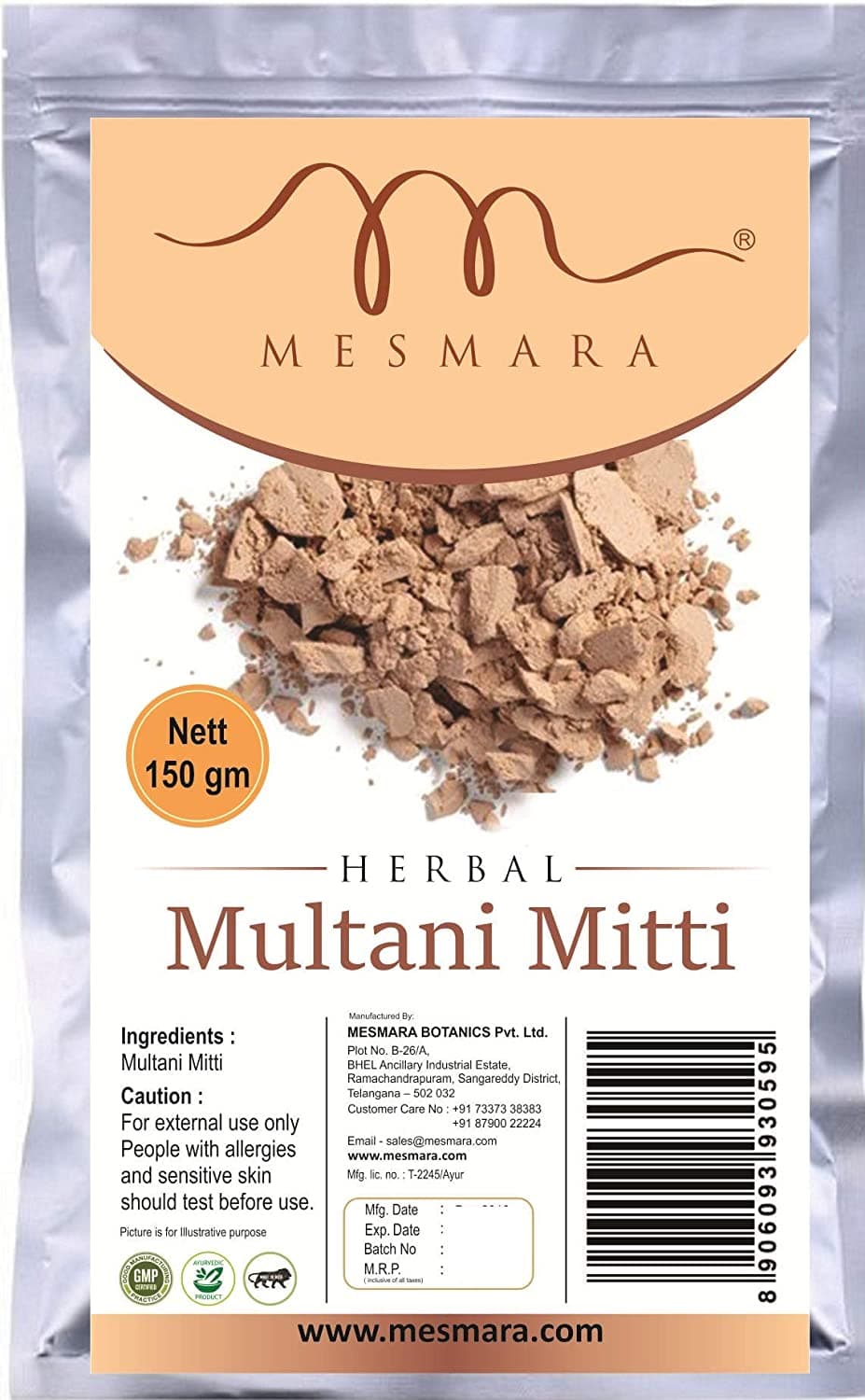 Mesmara Multani Mitti Clay (Fuller Earth) 150gm - Distacart