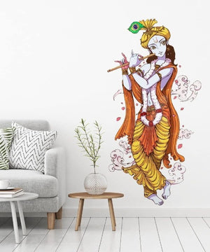 Multicolor - Lord Krishna with Flute Wall Sticker