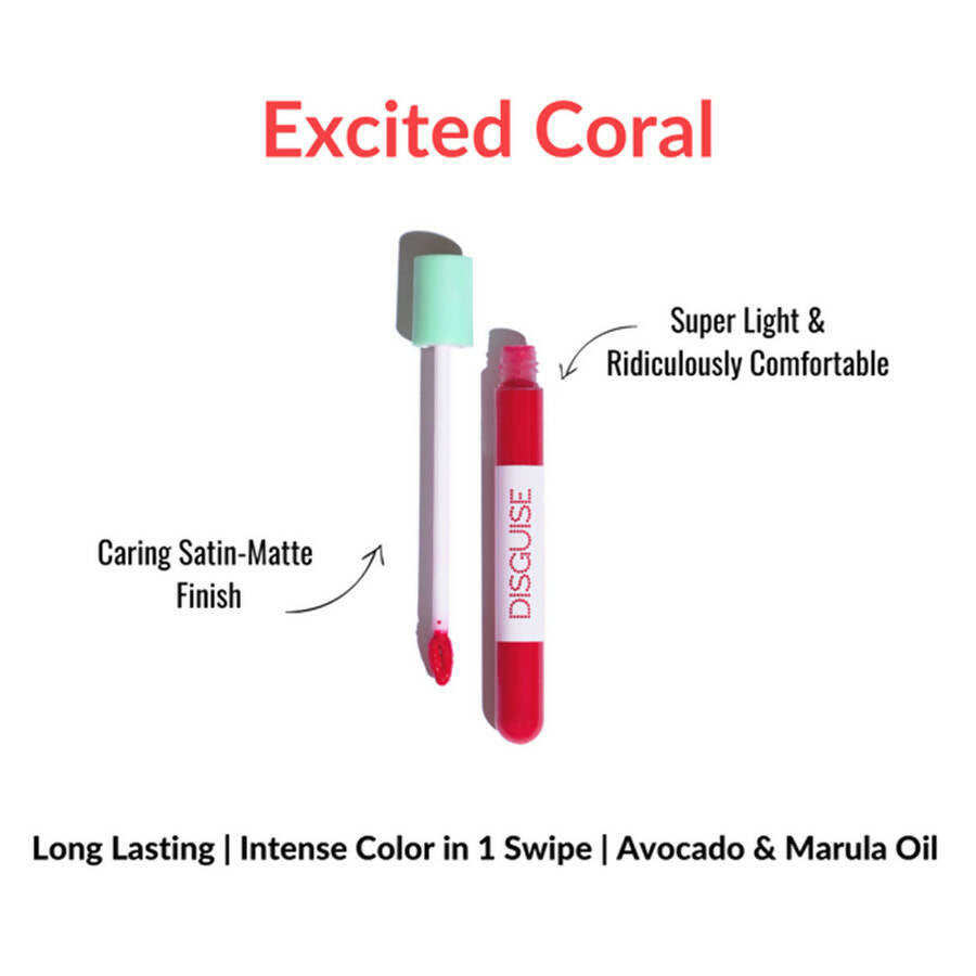 Disguise Feather-Light Matte Liquid Lip Cream - Excited Coral 34 - Distacart
