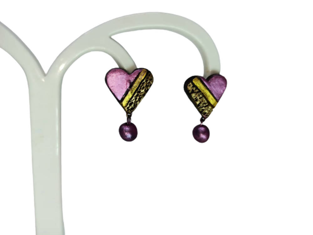 Terracotta Heart-Shape Ear Studs