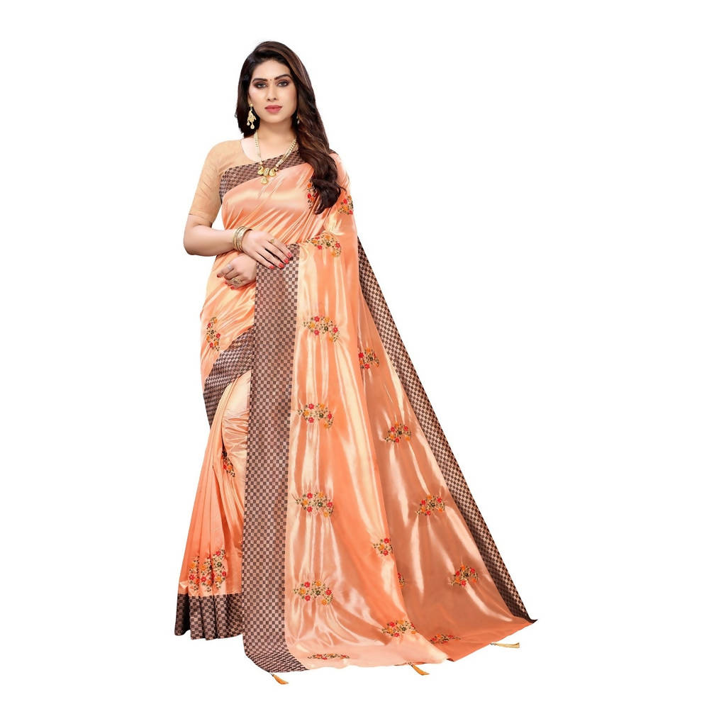 Vamika Orange Crepe Embroidery Saree (Nirali Orange)