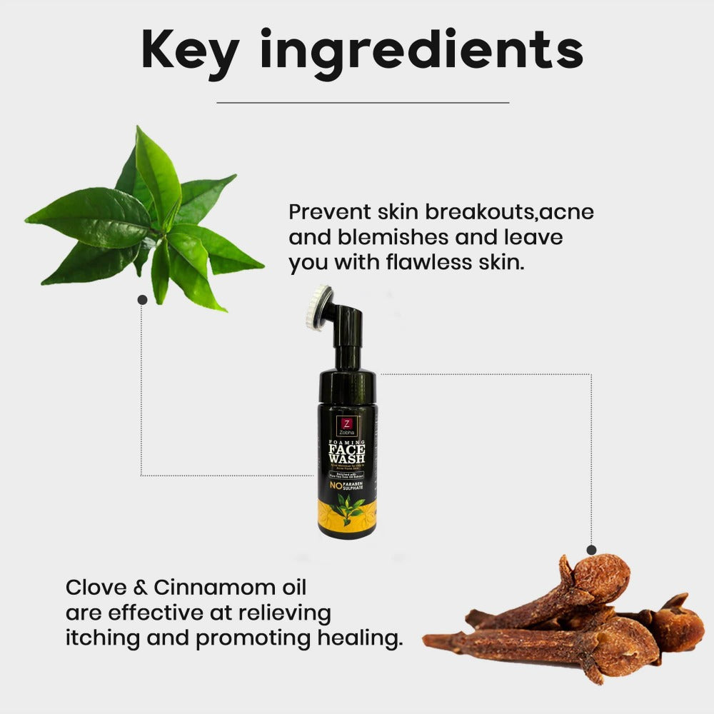 Zobha Foaming Face Wash - Tea Tree Oil Extract Ingredients