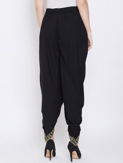 Cheera Women’s Black Dhoti With Golden Lace - Distacart