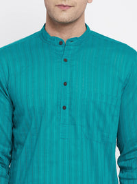 Thumbnail for Even Apparels Green Pure Cotton Men's Kurta With Band Collar - Distacart