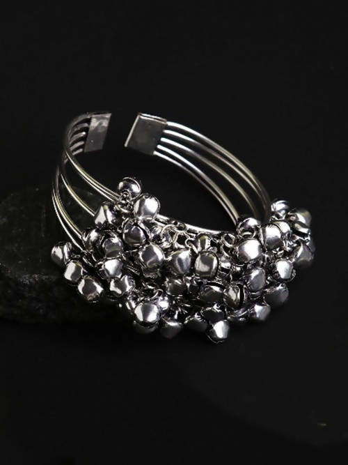 Mominos Fashion Johar Kamal Oxidised Silver Ghungroo Bracelet
