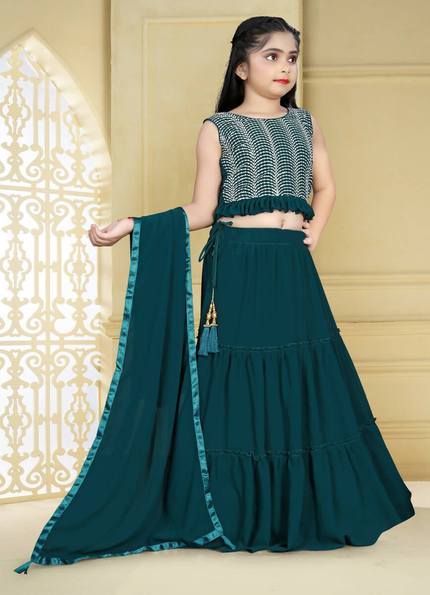 Wedding Designer Rama Georgette Kidswear Lehenga - Aaradhna - Distacart