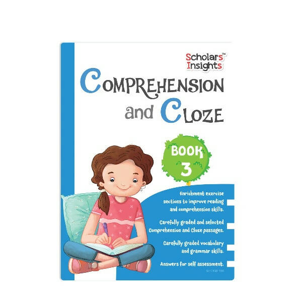 Scholars Insights Comprehension and Cloze Grade 3|English Vocabulary, Grammar Skill Book 3| Ages 8-9 Years - Distacart