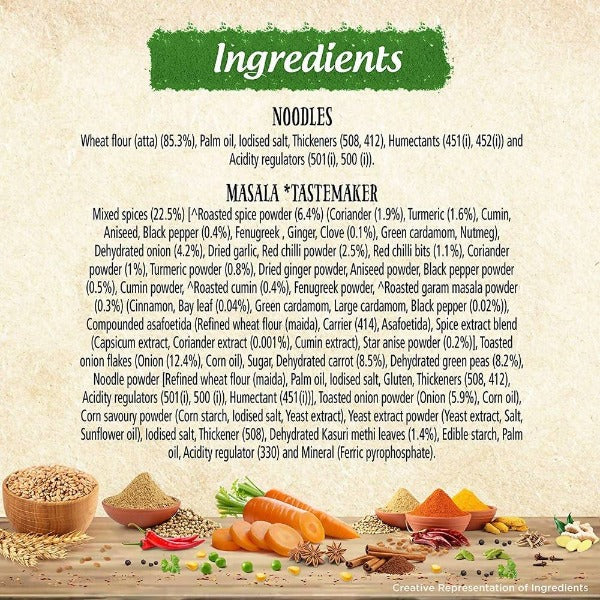 Maggi Nutri-Licious Masala Atta Noodles - Veg Pouch Ingredients