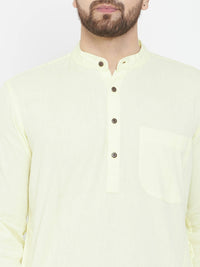 Thumbnail for Even Apparels Yellow Color Men's Pure Cotton Kurta With Band Collar - Distacart