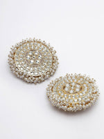 Thumbnail for NVR Women Gold-Toned Circular Studs Earrings - Distacart