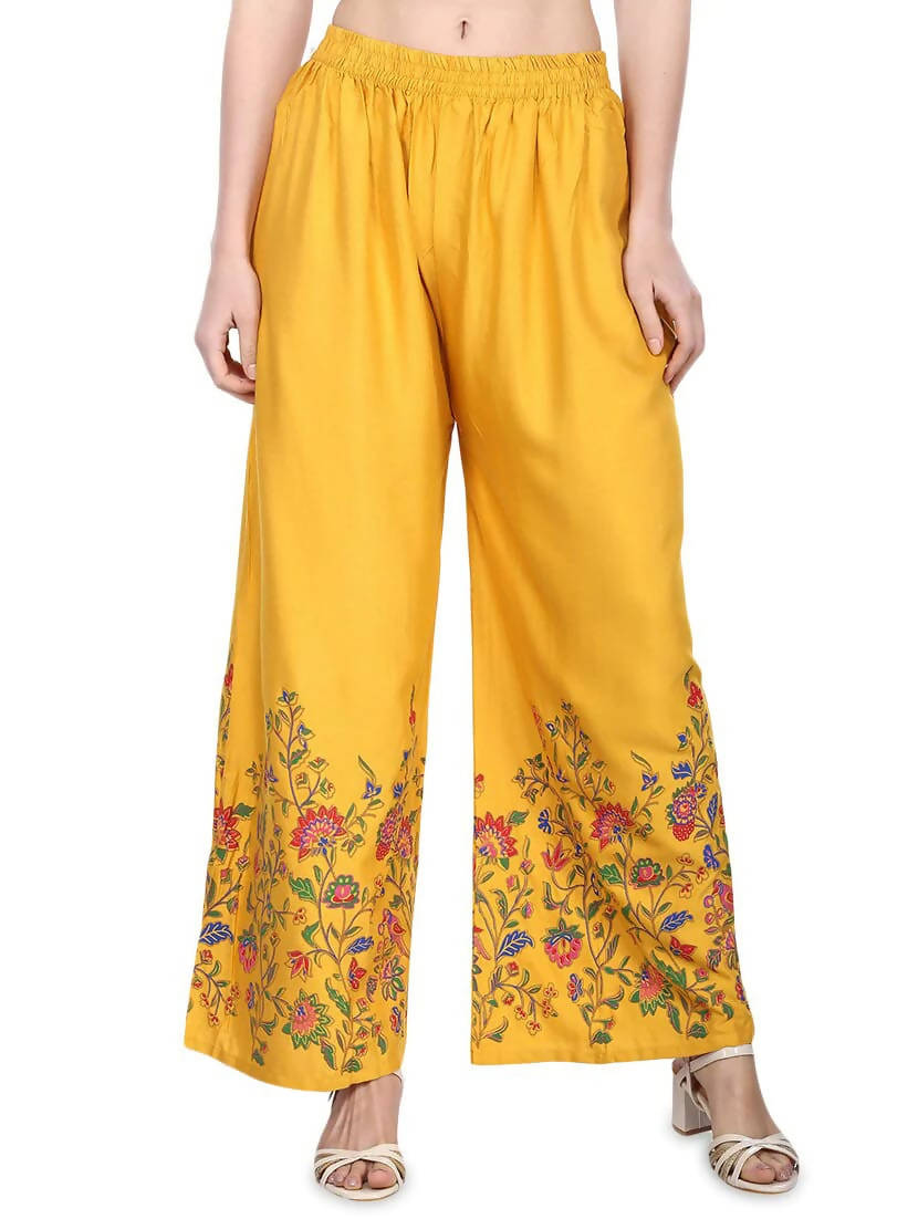 Mominos Fashion Mustard Floral Design Palazzo