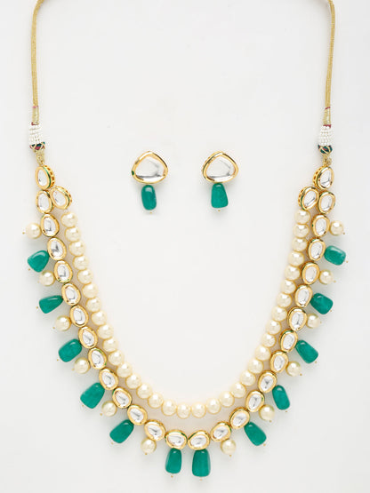 Long Kundan Neckpiece With Earrings - Ruby Raang - Distacart