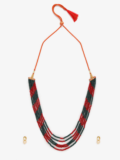Red Black Multi Layered Onyx Neckpiece With Kundan Studs - Ruby Raang - Distacart