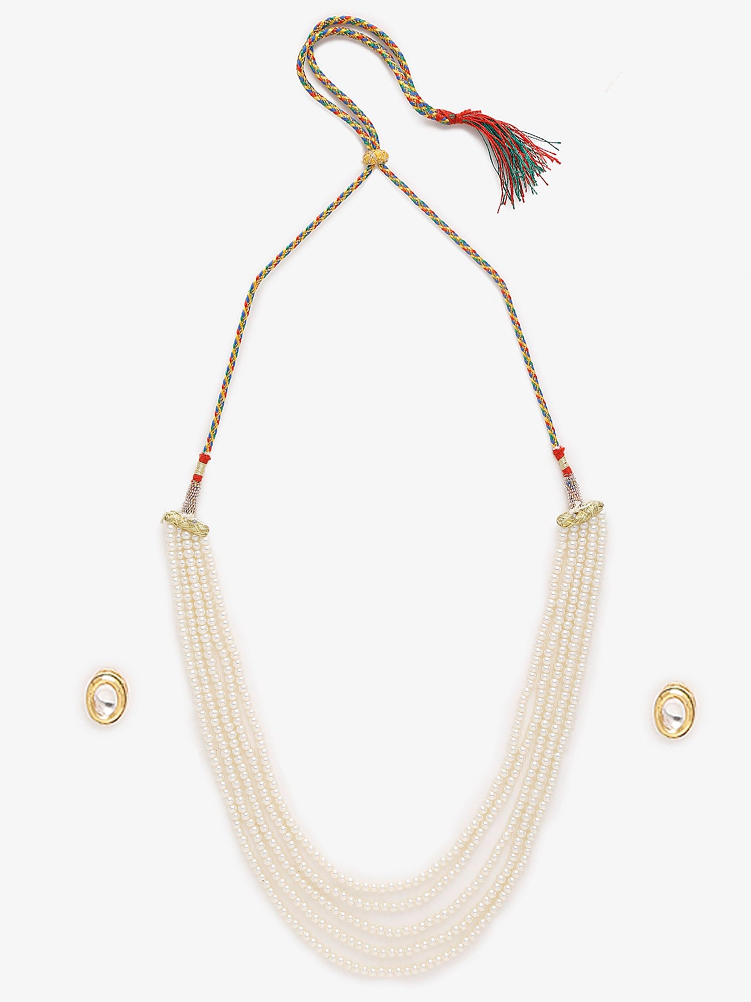 Women's White Gold-Toned Plated Kundan Layered Necklace Set - Ruby Raang - Distacart