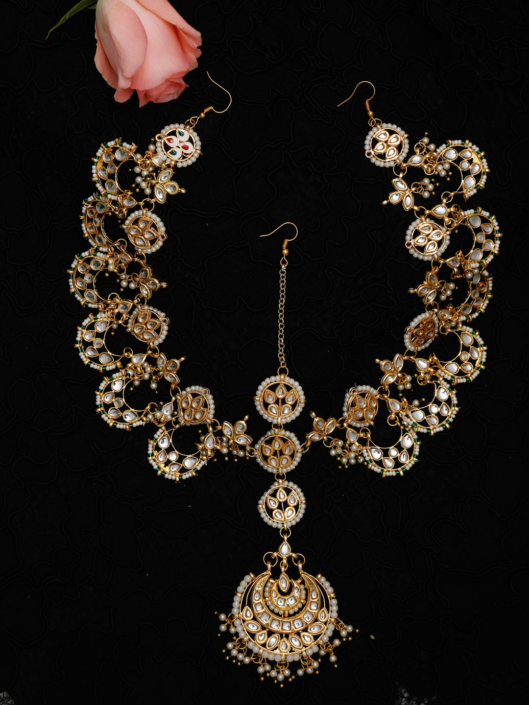 Women's Gold Kundan Maharani Matha Patti - Ruby Raang - Distacart